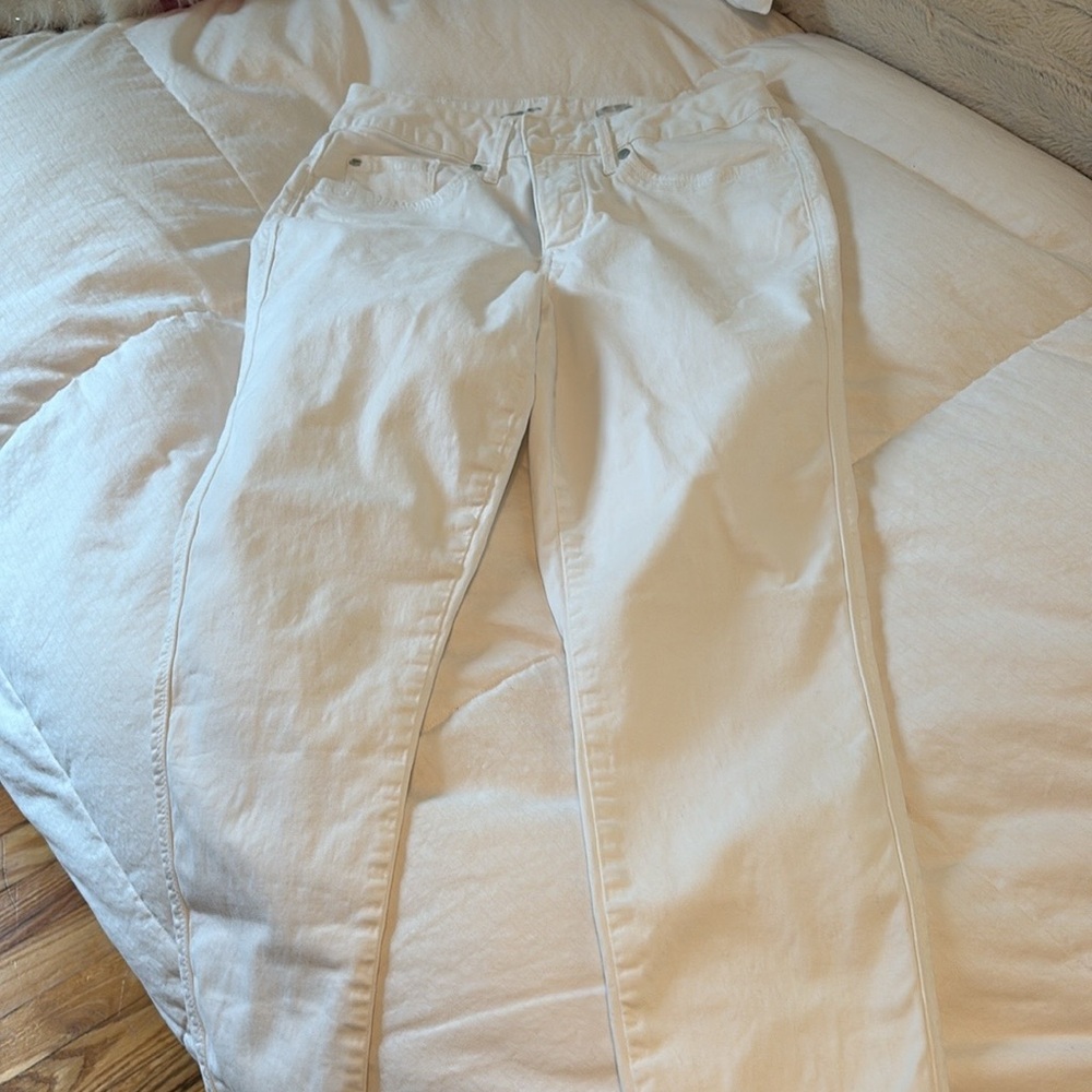 Seven7 Cream Skinny Crop Pants